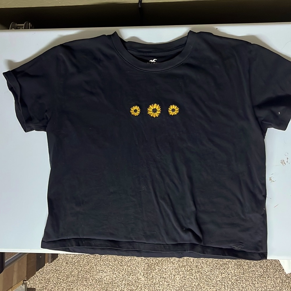 Hollister black sunflower shirt